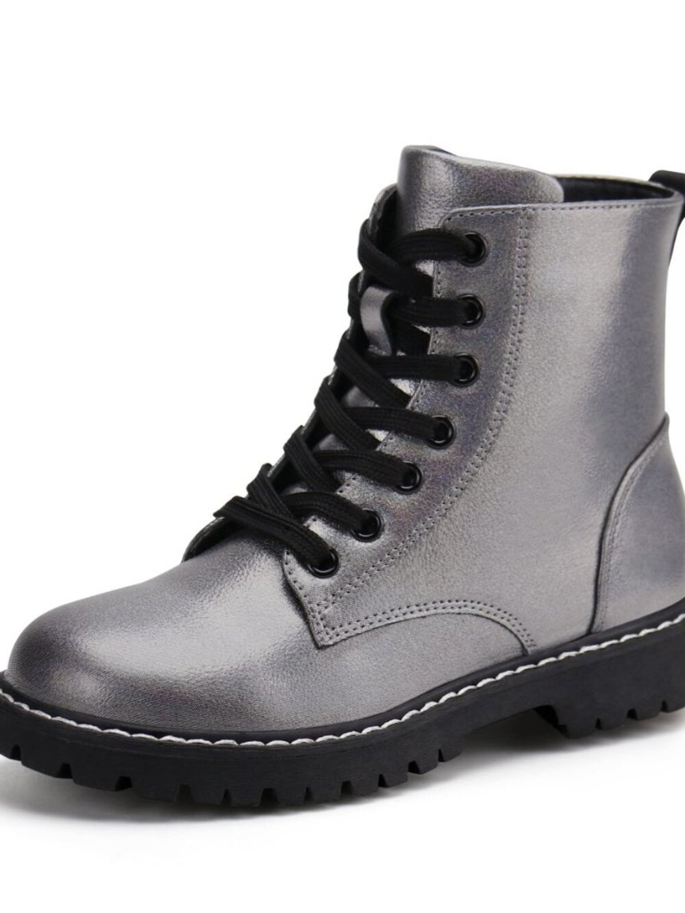 Kids Ankle Boots Boys Girls Side Zipper Lace Up Work Boots